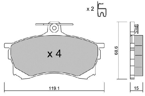 Jeu de 4 plaquettes de frein AISIN ref. BPMI-1002